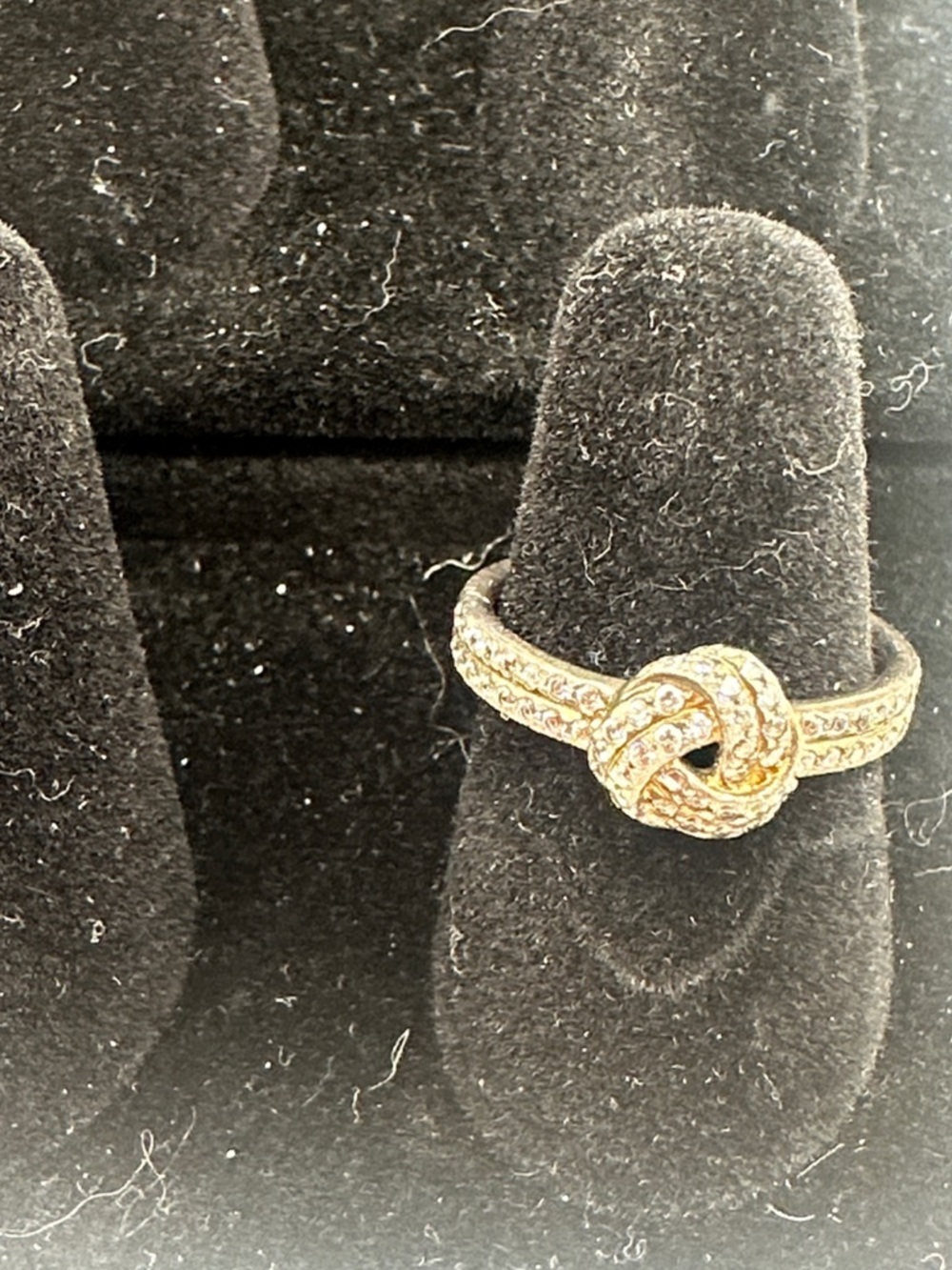 Gold Plated Knot Ring with Pavé Crystals